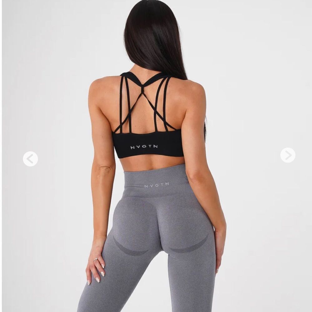 Nvgtn NWT Seamless Galaxy Ribbed Spandex Sports Bra Black Size L